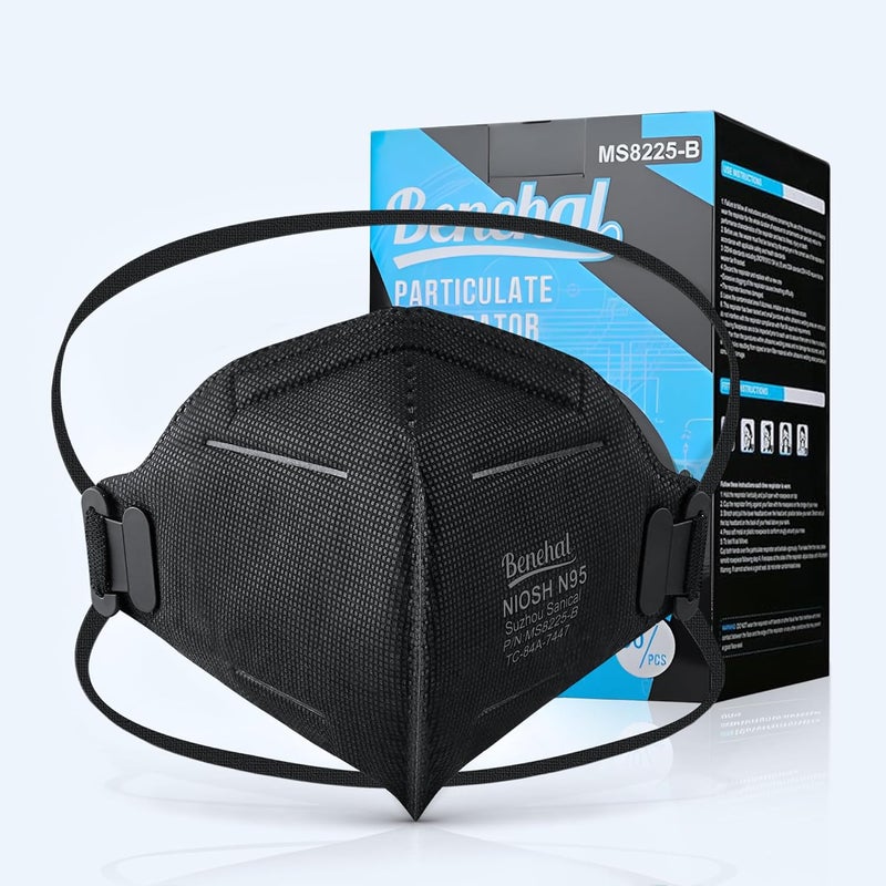 benehal N95 Masks for Adults - NIOSH-Approved Individually Wrapped Reusable N95 Face Masks- 95% Filtration for Easy Breathing - Image 1